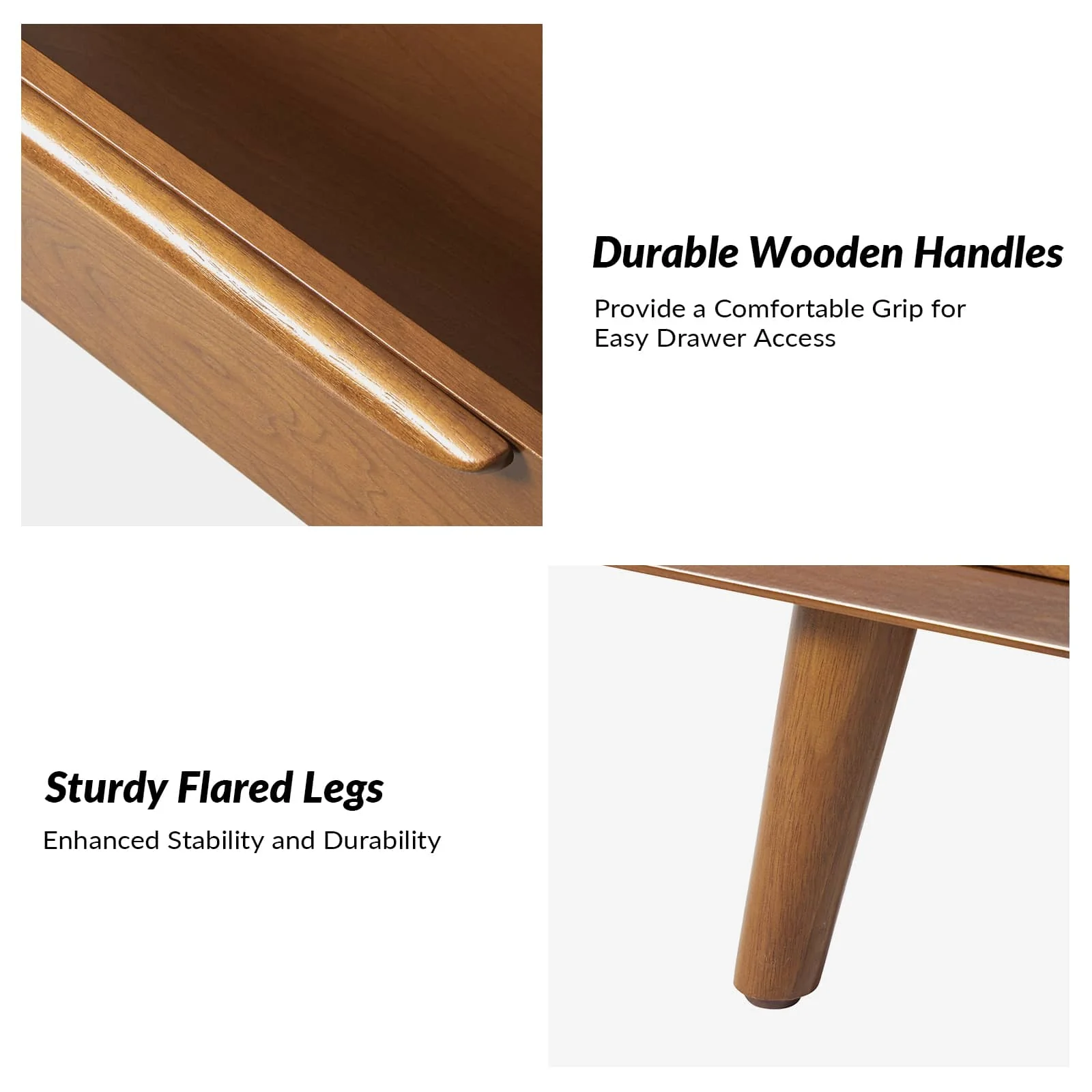 Giralda 2-Drawer Mid-century Modern End Table with Built-In Outlets(Optional Types) - Image 13