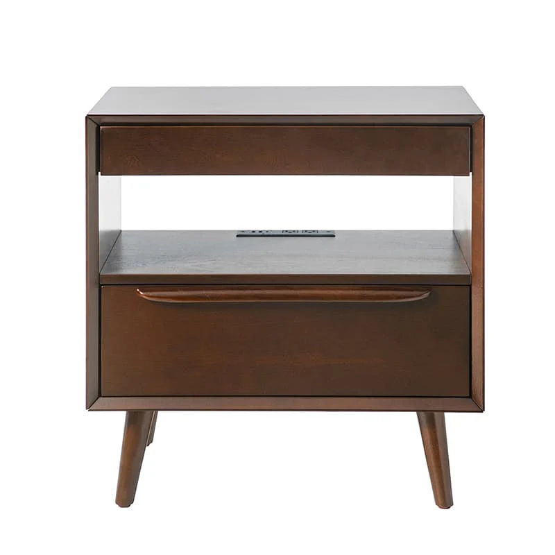 Giralda 2-Drawer Mid-century Modern End Table with Built-In Outlets(Optional Types) - Image 15