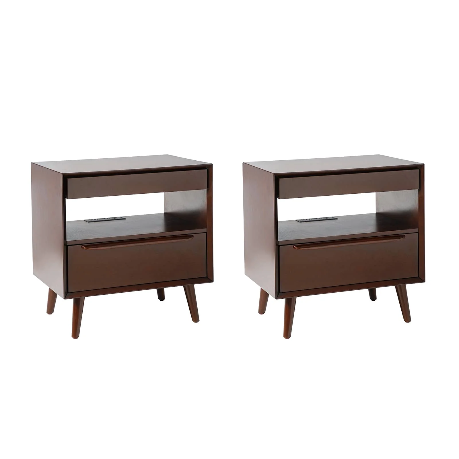 Giralda 2-Drawer Mid-century Modern End Table with Built-In Outlets(Optional Types) - Image 22