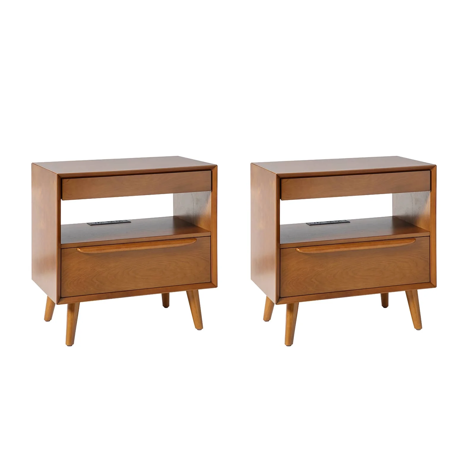 Giralda 2-Drawer Mid-century Modern End Table with Built-In Outlets(Optional Types) - Image 9