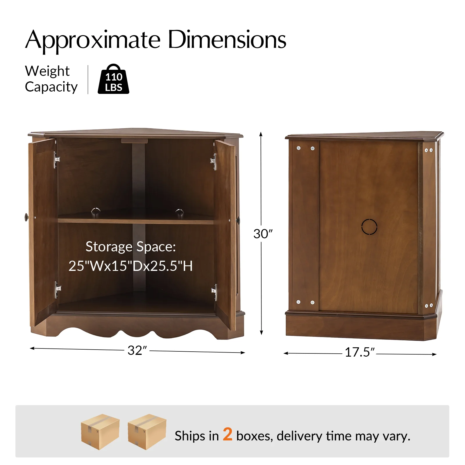 Hagen Traditional 2-Door Corner Cabinet – 30″ H Classic Wood Storage Cabinet with Decorative Molding - Image 21