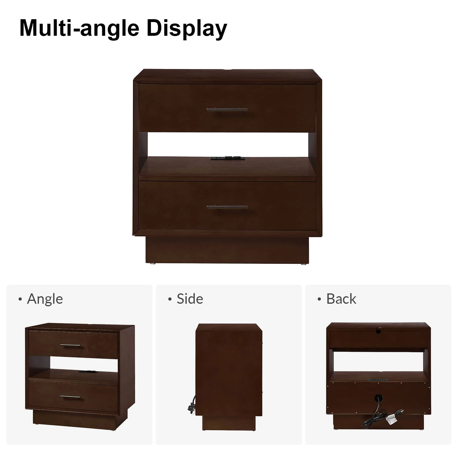 Yoel Hidden Drawer Nightstand with Built-in Outlets(Optional Types) - Image 31