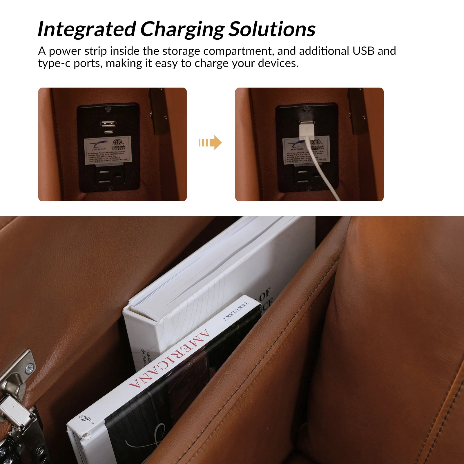 Iliana Electric Genuine Leather Recliner with Small Table and Phone Holder - Image 30