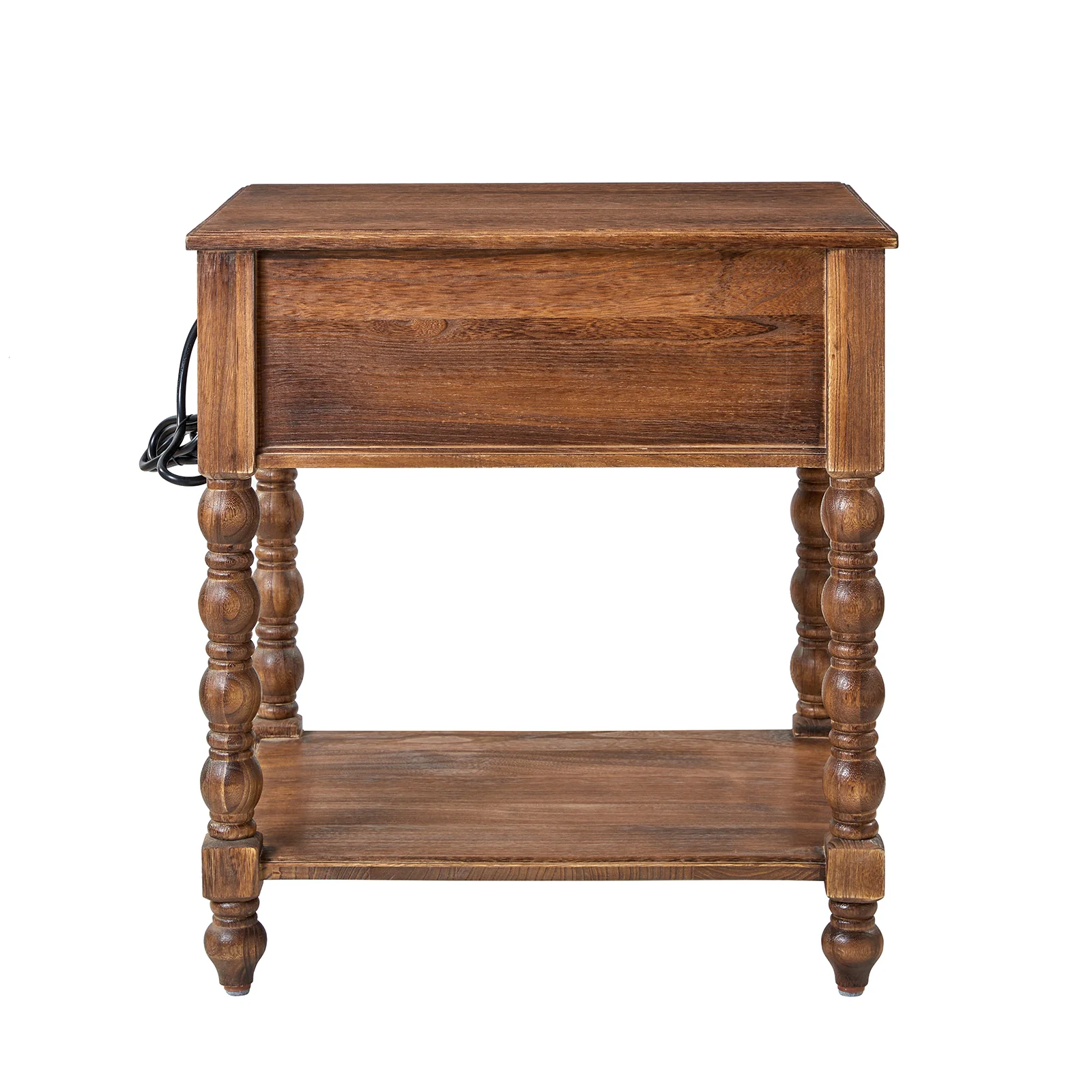 Ira 26" Tall Farmhouse Solid Wood End Table with Built-in Charging Outlets(Optional Types) - Image 3