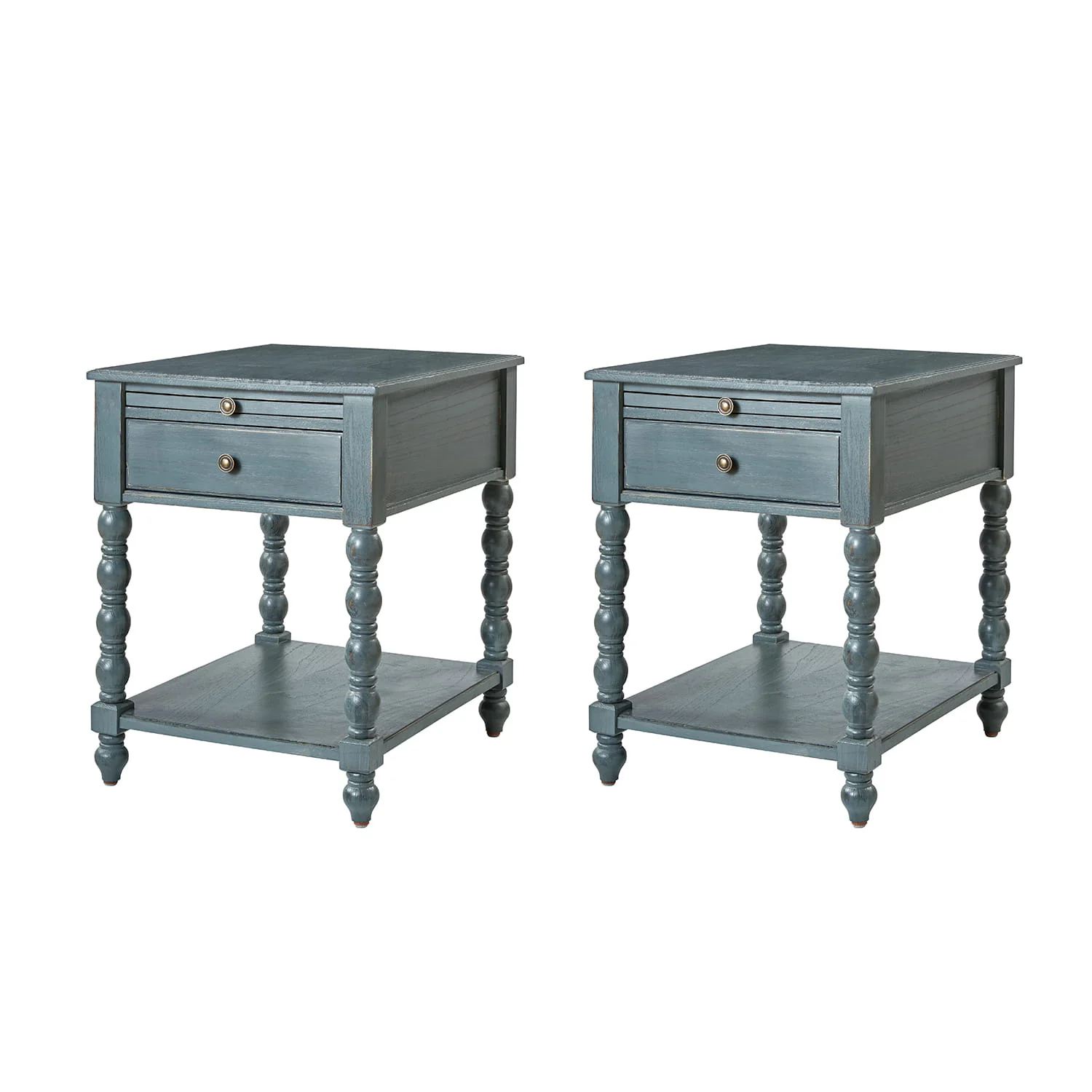 Ira 26" Tall Farmhouse Solid Wood End Table with Built-in Charging Outlets(Optional Types) - Image 34
