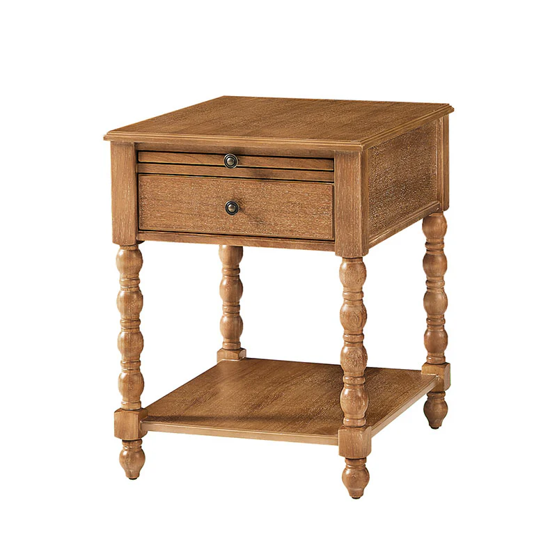 Ira 26" Tall Farmhouse Solid Wood End Table with Built-in Charging Outlets(Optional Types) - Image 41