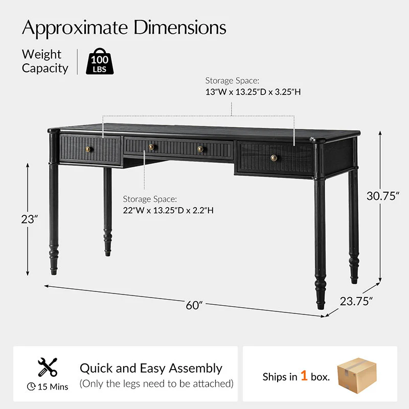 Isaac Transitional 60''W Office Desk With 3 Drawers - Image 11