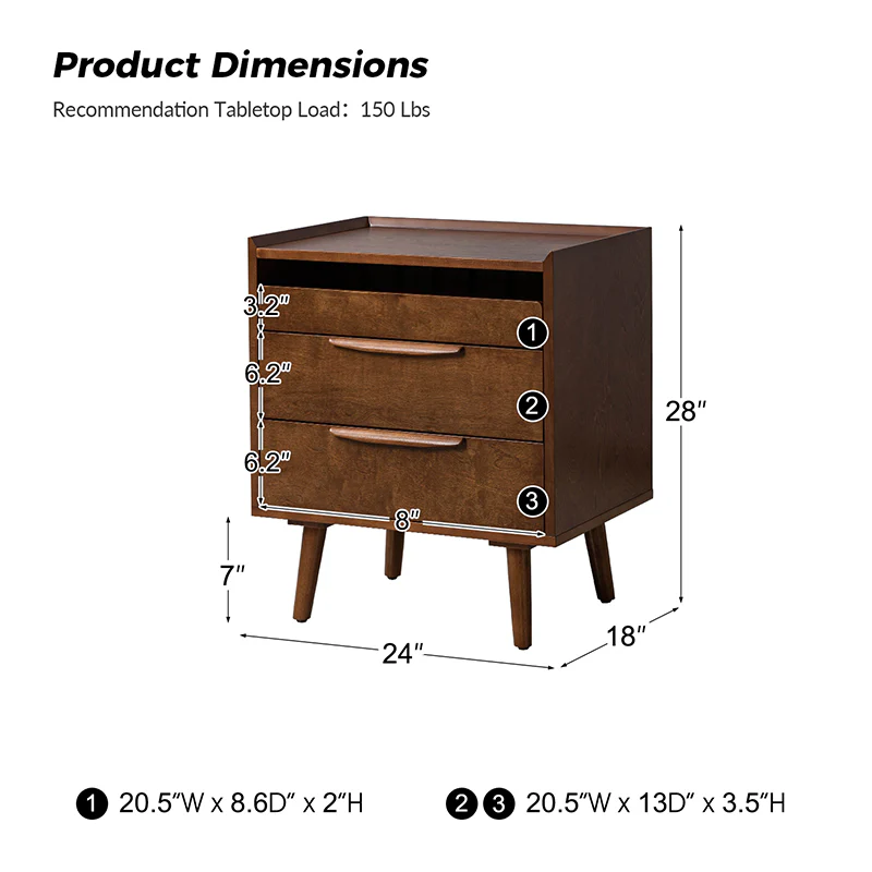 Janet Mid-Century Modern 3 - Drawer End Table(Optional Types) - Image 10