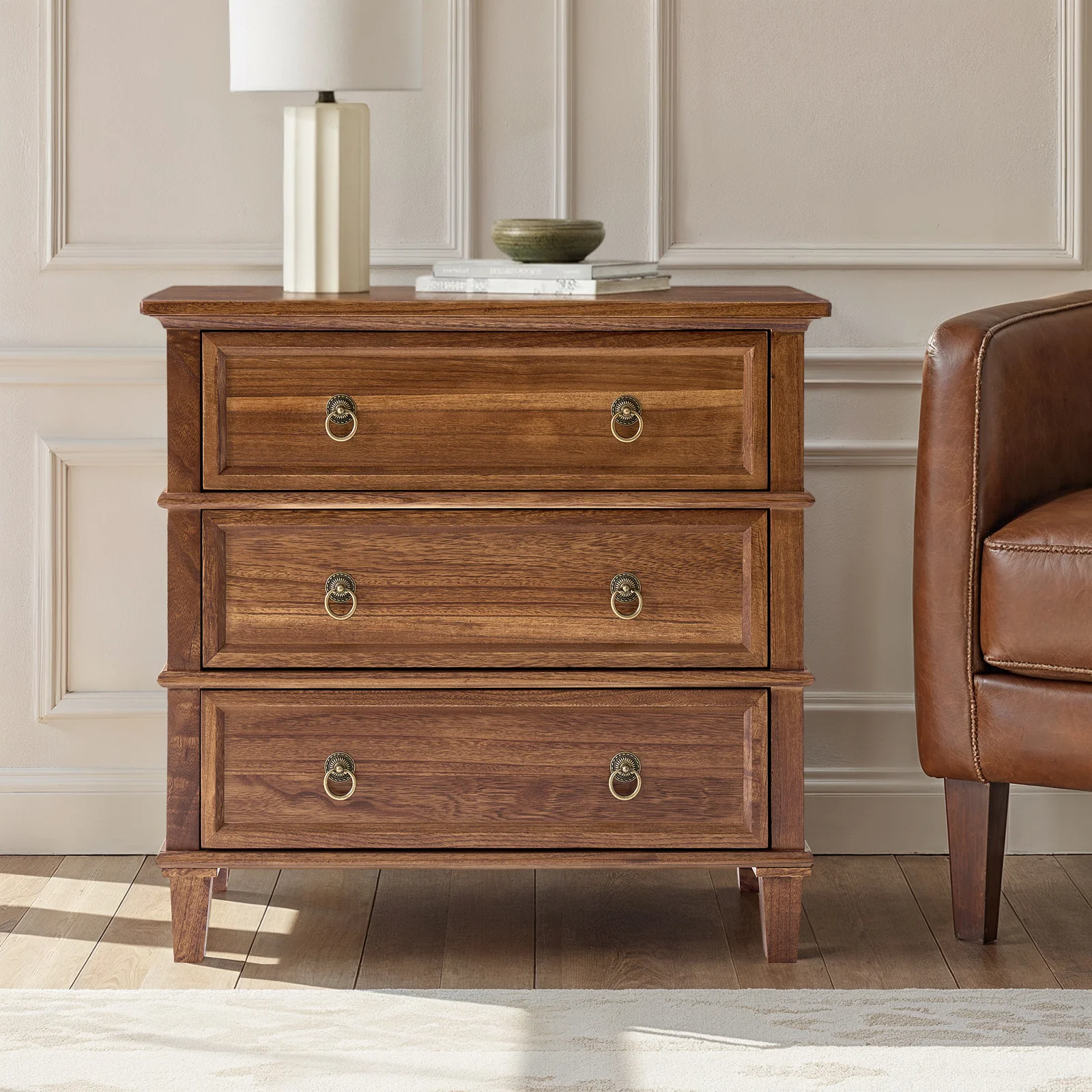 Jules Classic Solid Wood 3-Drawer End Table with USB Ports - Image 9