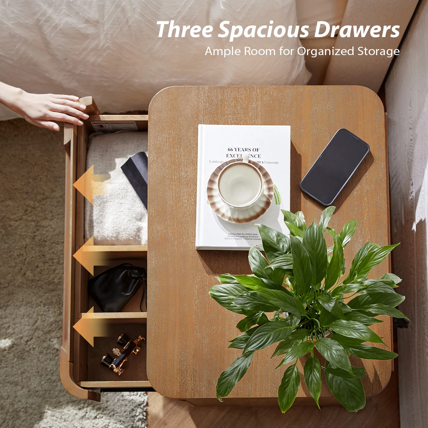 Ravona Large 3-Drawer Nightstand with Hidden Storage(Optional Types) - Image 29