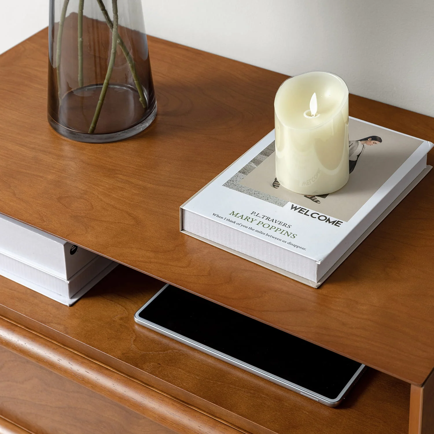 Lilian 2 - Drawer Mid Century End Table with Built-in Outlets(Optional Types) - Image 28