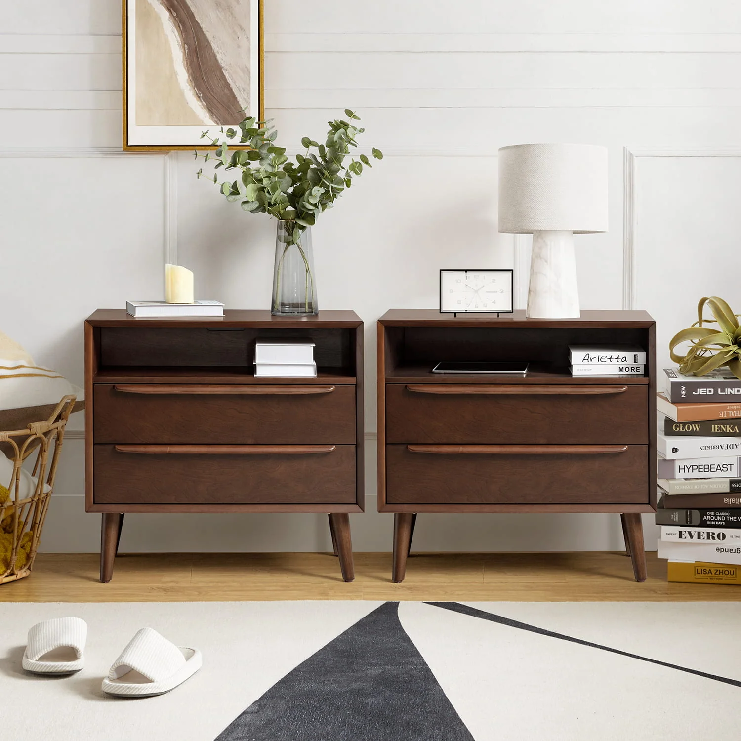 Lilian 2 - Drawer Mid Century End Table with Built-in Outlets(Optional Types) - Image 32
