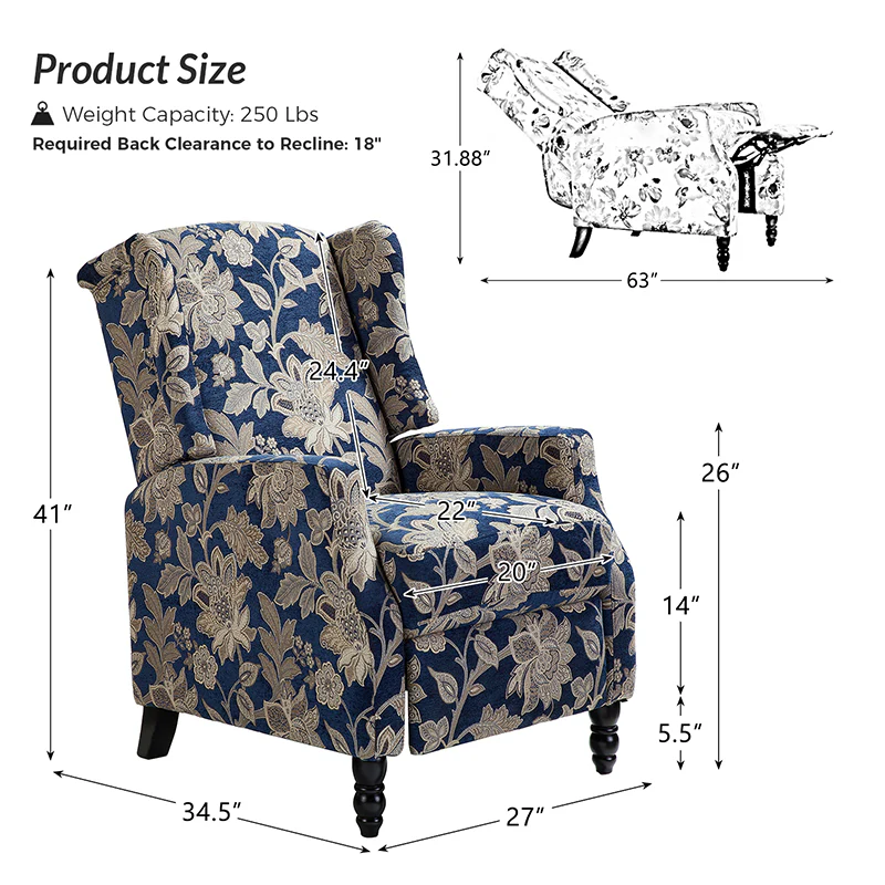 Lilith Upholstered Recliner Chair with Adjustable Backrest & Footrest - Image 19