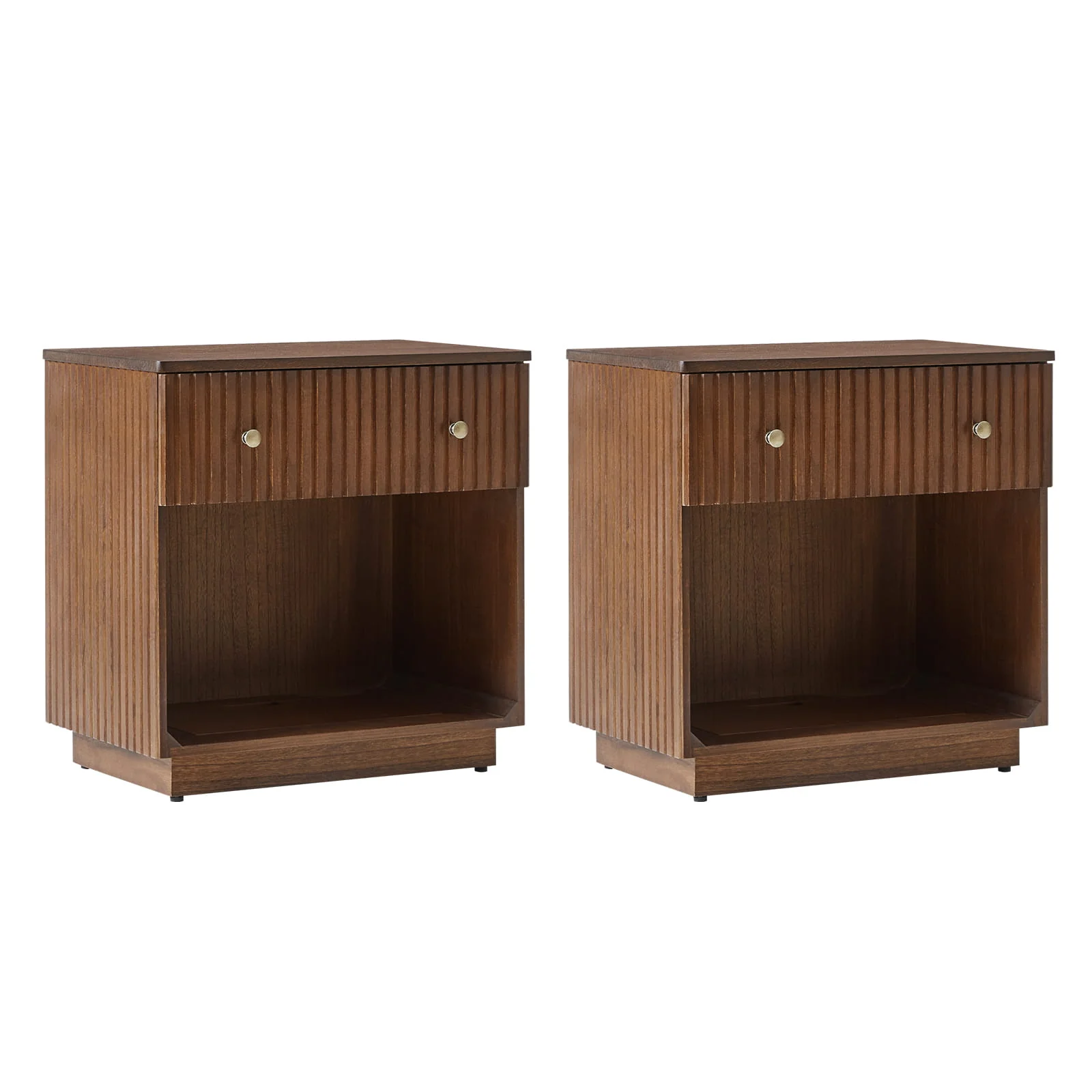 Lina Modern Solid Wood End Table with Charging Station – Slatted Bedside Table with Hidden Storage(Optional Types) - Image 24