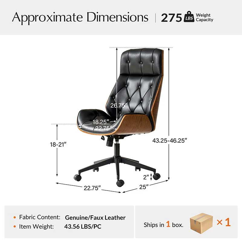 Linzy Genuine Leather Office Chair - Image 3