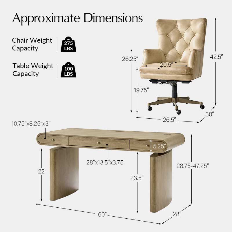 Louise 5-Piece Modern Electric Adjustable Home Office Set - Image 26