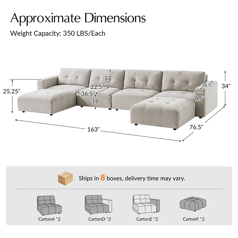Memosa Deep-Seat Modular Sectional Sofa with Memory Foam — Modern Living Comfort - Image 34