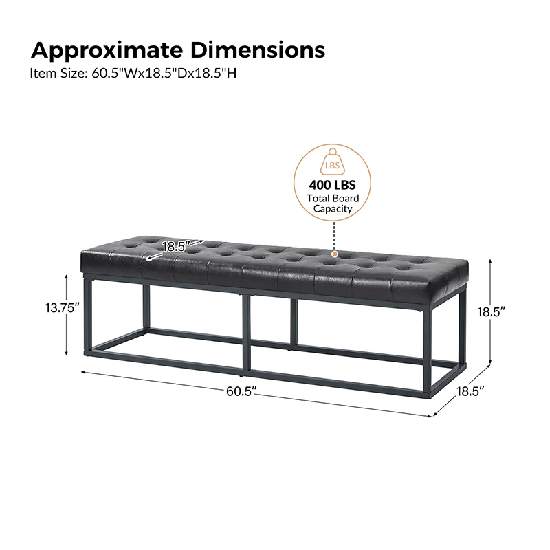 Amparo Mid-century Modern Bench with metal base - Image 19