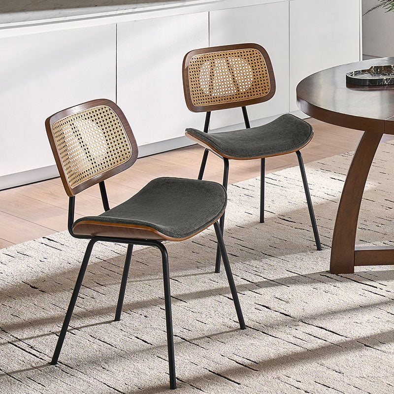 Doley Mid-Century Modern Dining Chair with Rattan Backrest,Set of 2 - Image 18