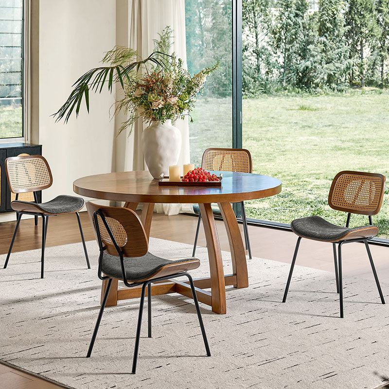 Doley Mid-Century Modern Dining Chair with Rattan Backrest,Set of 2 - Image 39