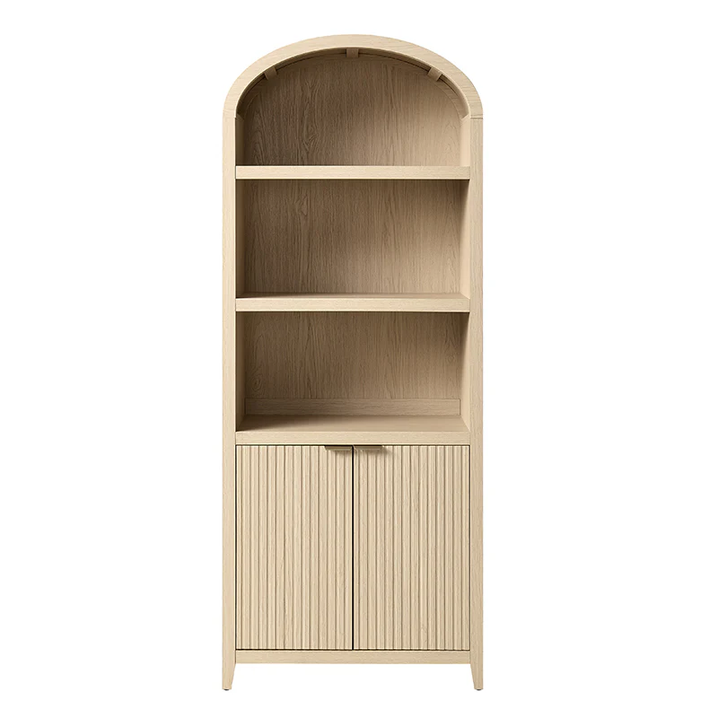 Modern Arched Bookcase with Slatted Cabinet - Image 5