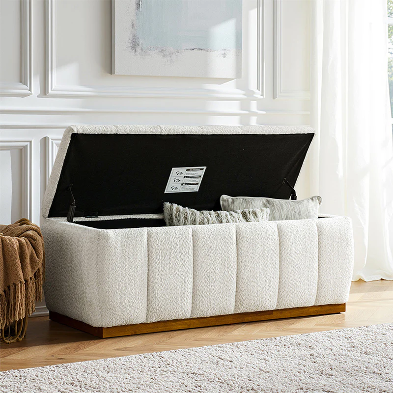 Modern Chenille Storage Bench - No-Assembly Upholstered Seat - Image 10