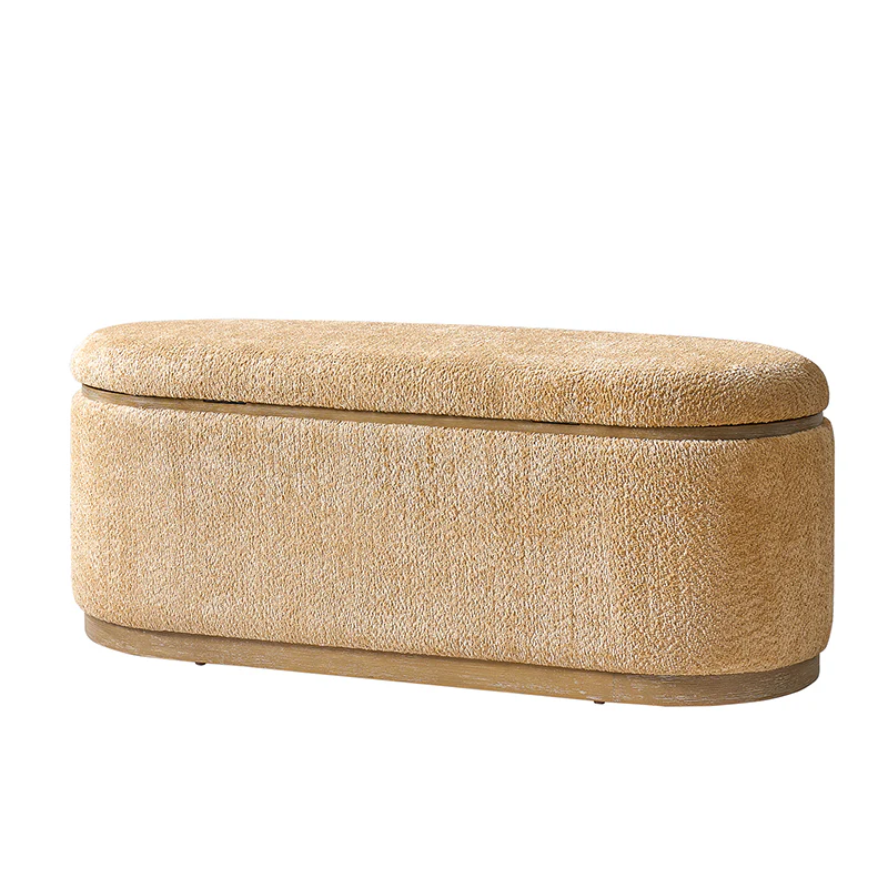Modern Chenille Storage Bench with Hidden Seat Storage - Image 13