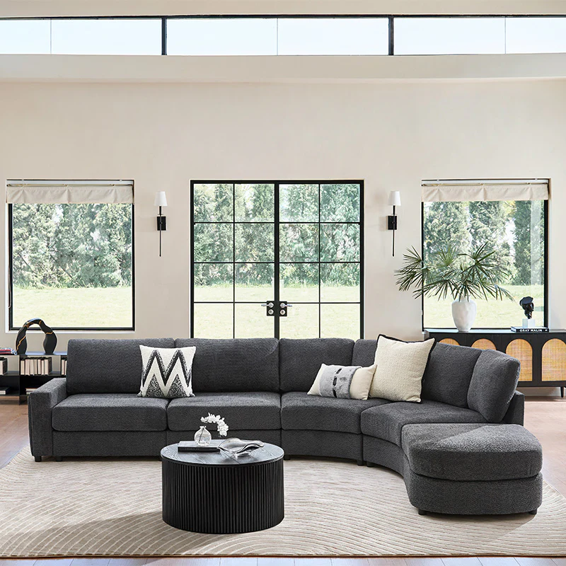 Aeris 138" Modern Curved Sectional Couch & Sofa With Curved Aesthetic - Image 41