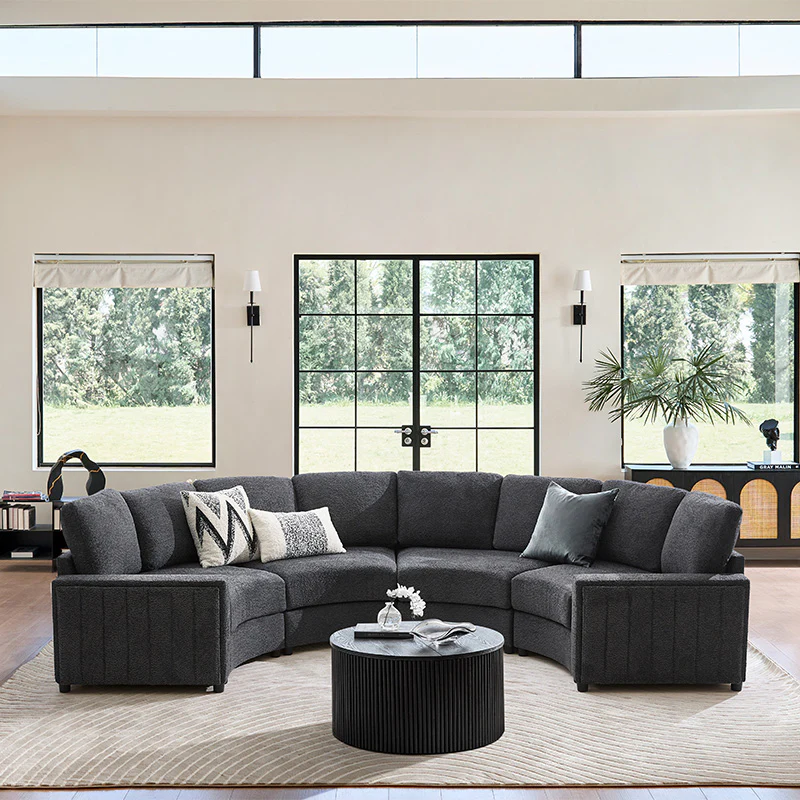 Aeris 138" Modern Curved Sectional Couch & Sofa With Curved Aesthetic - Image 57