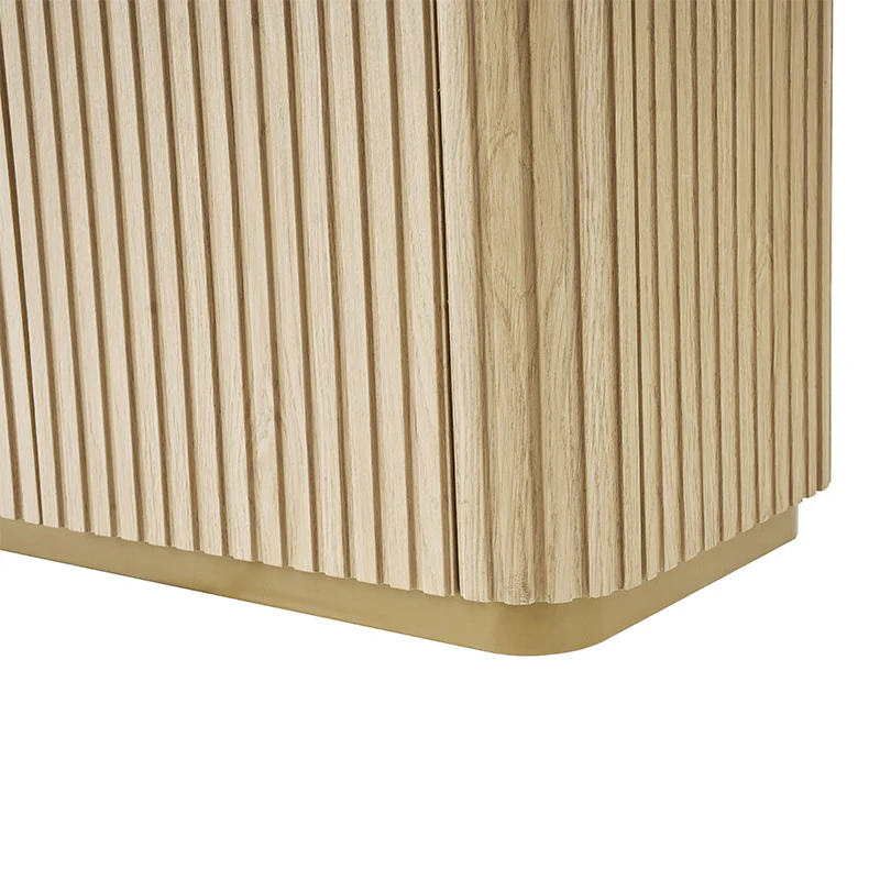Modern Fluted Curved Wood Cabinet with Elegant Storage Solution - Image 8