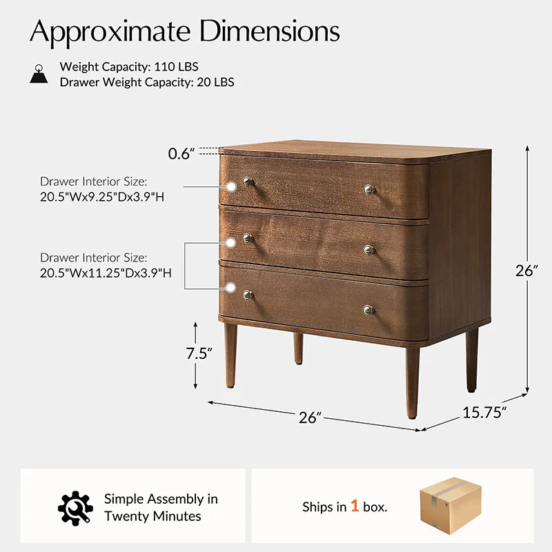 Modern End Table with Power Outlet & Curved Design - Image 3