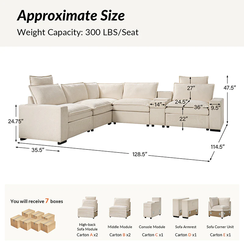 Modern Modular Power Reclining & Standing Coffee Table Living Room Set - Image 28