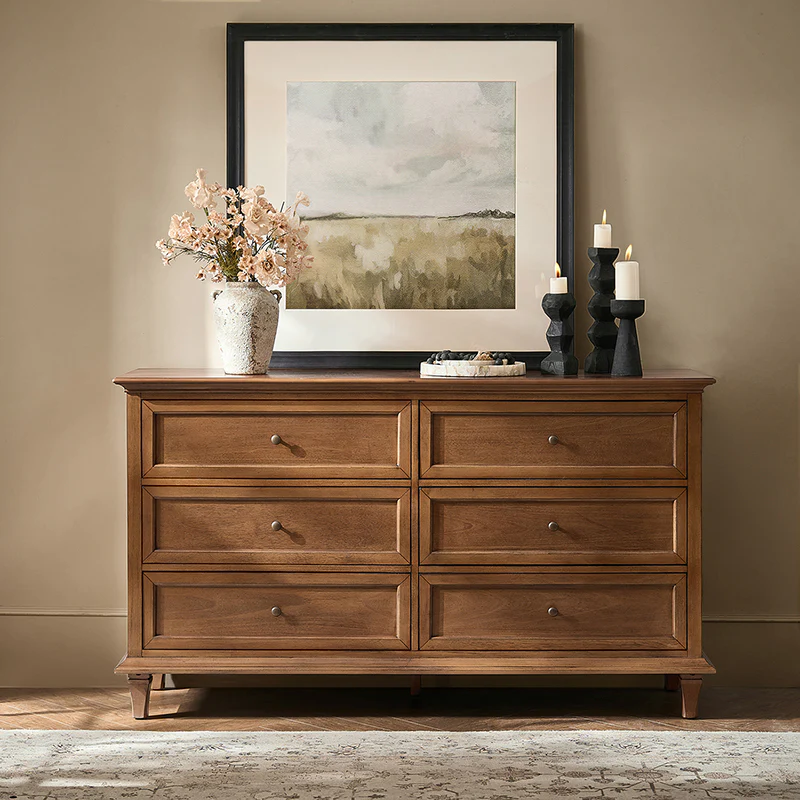 Mornay Transitional Solid Wood 6-Drawer Dresser & 3-Drawer Nightstand - Image 19