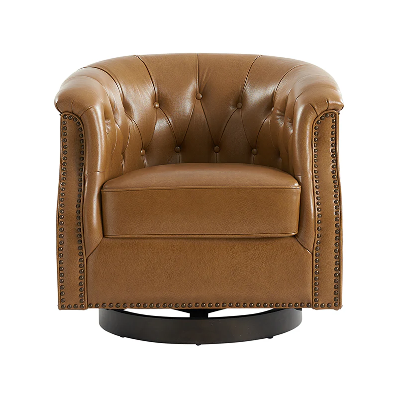 Morris Chesterfield Traditional Rocker Button-Tufted Design Swivel Chair - Image 4