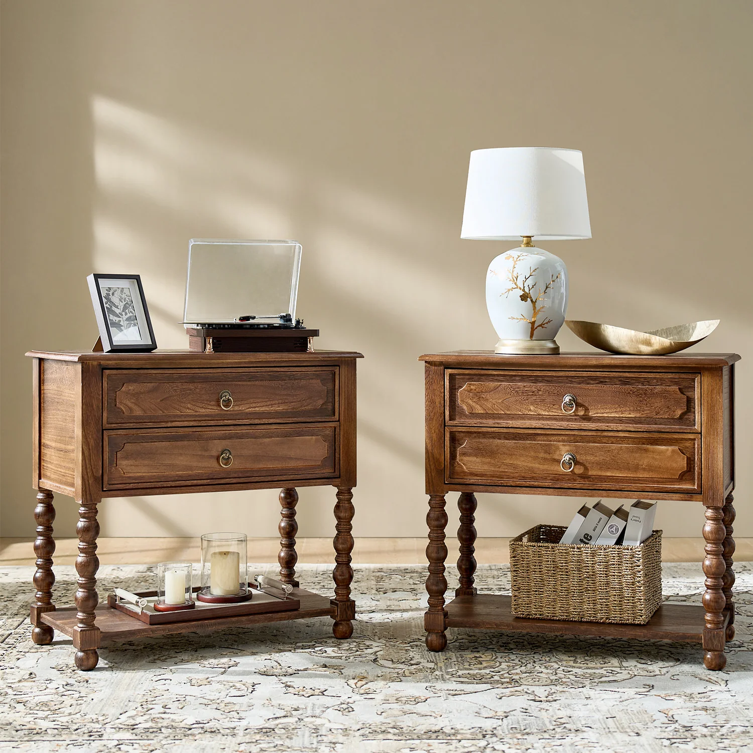 Multi-Functional Wooden End Table with USB & Open Shelf(Optional Types) - Image 32