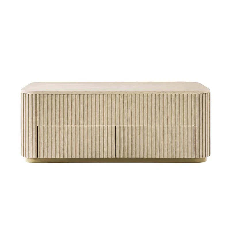 Multifunctional Slatted Design Lift-Top Coffee Table with Hidden Storage and Drawers - Image 16