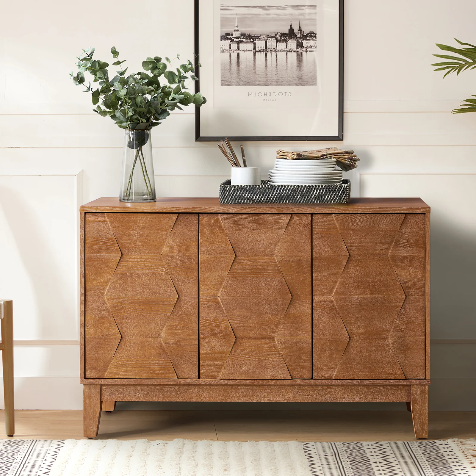 Kamu 45″ Wide 3-Door Sideboard – Modern Minimalist Storage Cabinet - Image 26