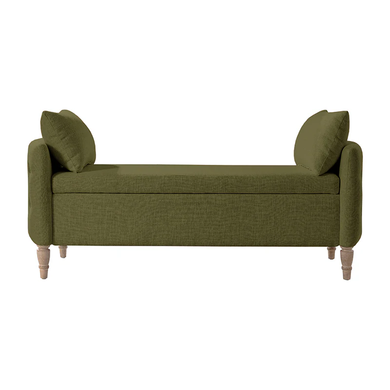 Octavia Upholstered Storage Bench with Turned Wood Legs - Image 4