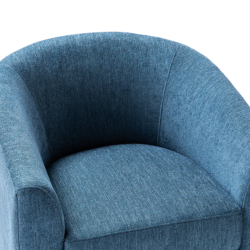 Pablo Modern Swivel Barrel Chair with Upholstered Fabric & Metal Base - Image 14