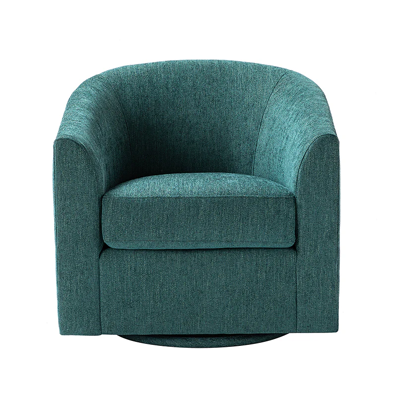 Pablo Modern Swivel Barrel Chair with Upholstered Fabric & Metal Base - Image 20
