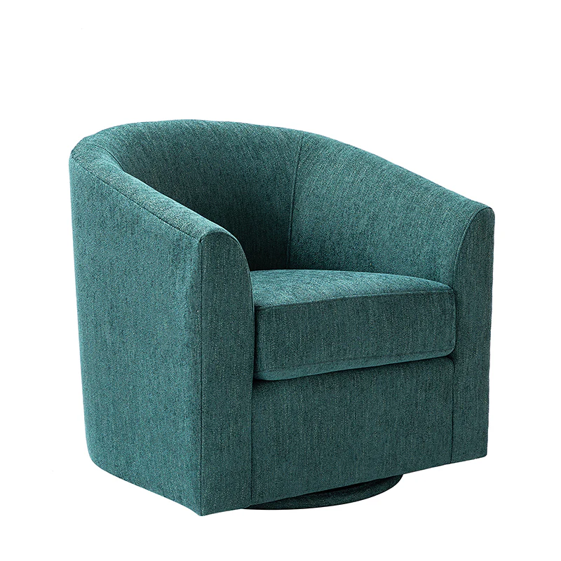 Pablo Modern Swivel Barrel Chair with Upholstered Fabric & Metal Base - Image 21