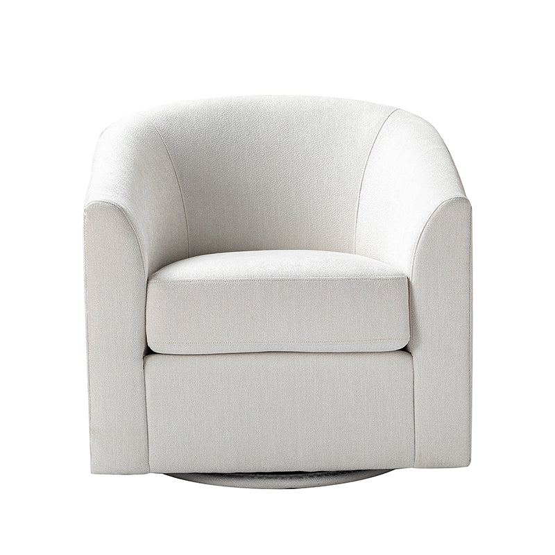 Pablo Modern Swivel Barrel Chair with Upholstered Fabric & Metal Base - Image 4