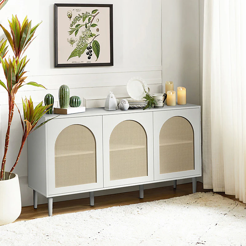 Posey 56″ Wood & Rattan Sideboard – Modern Coastal Storage Cabinet - Image 25
