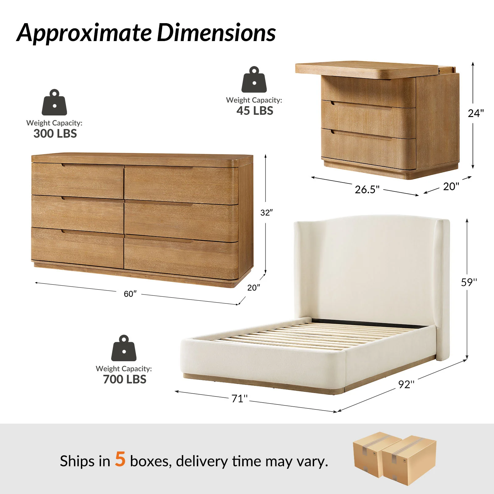 Ravona Modern 4-Piece Bedroom Bundle with Dresser - Image 3