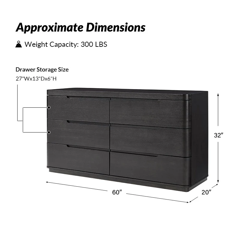 Ravona Modern Rubber Wood 6-Drawer Dresser - Image 12