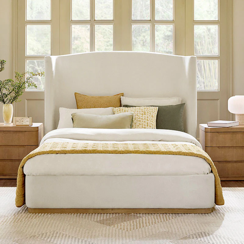 Ravona Modern Upholstered wingback Bed in Chenille - Image 9