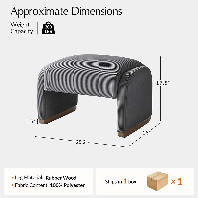 Richard Rounded Modern Design Corduroy Ottoman - Image 11
