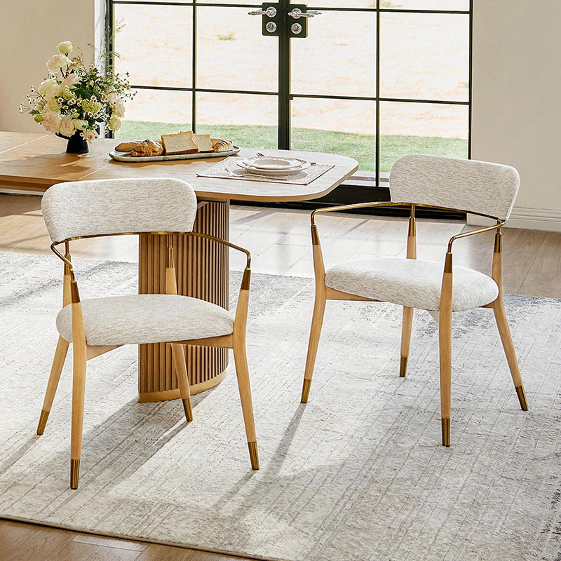 Sabina Modern Dining Chair with Wooden Legs & Metal Armrests ,Set of 2 - Image 18