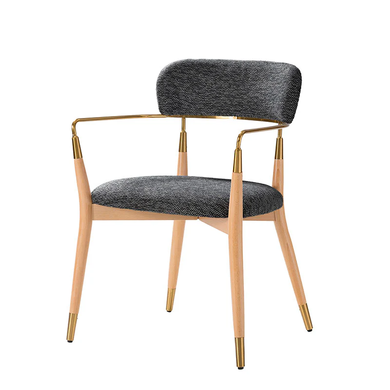 Sabina Modern Dining Chair with Wooden Legs & Metal Armrests ,Set of 2 - Image 5