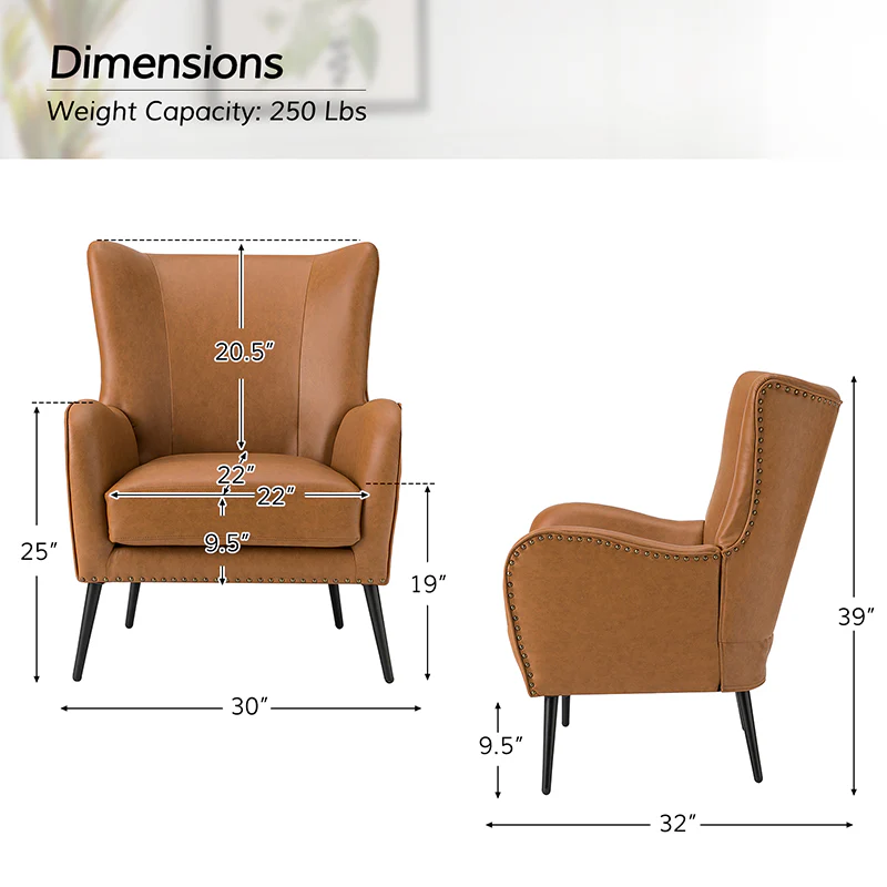 Shepherd Wingback Vegan Leather Armchair(Optional Types) - Image 3